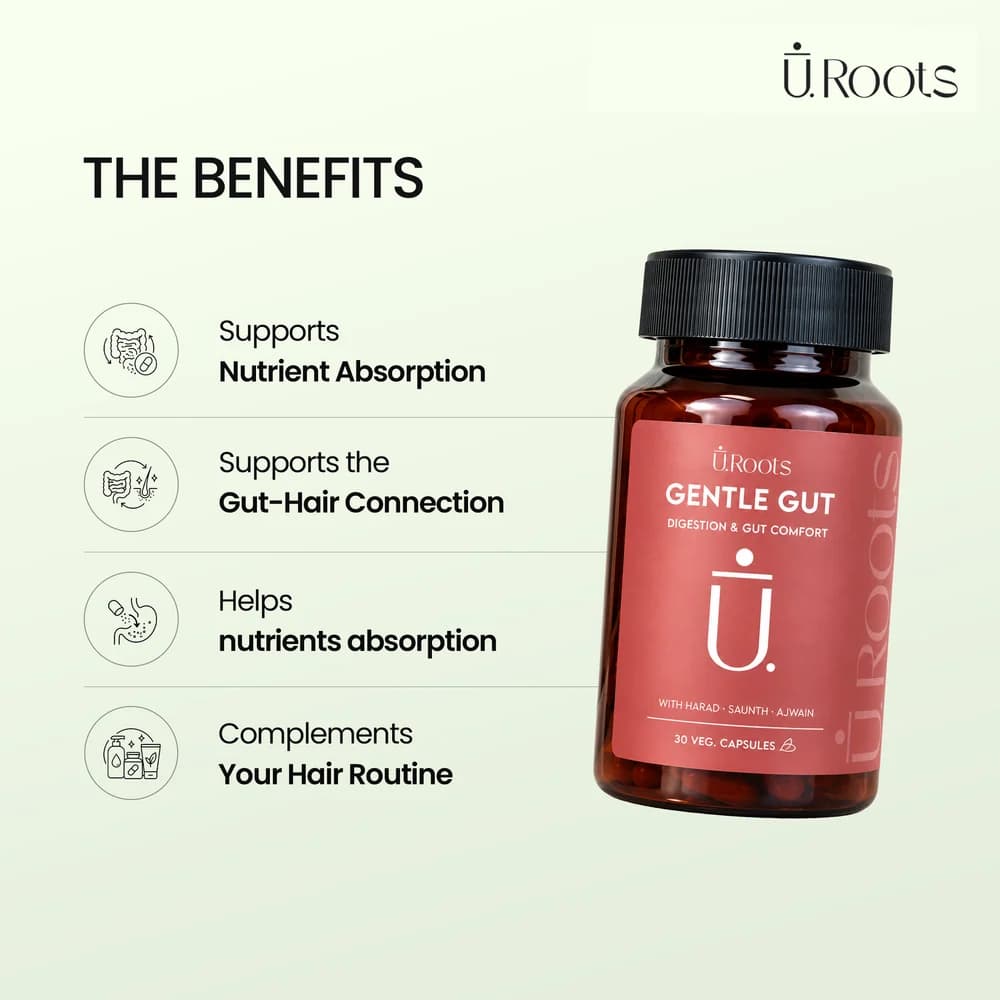 URoots Gentle Gut | Probiotic Supplement | Gut Health + Digestion | 30 Capsules