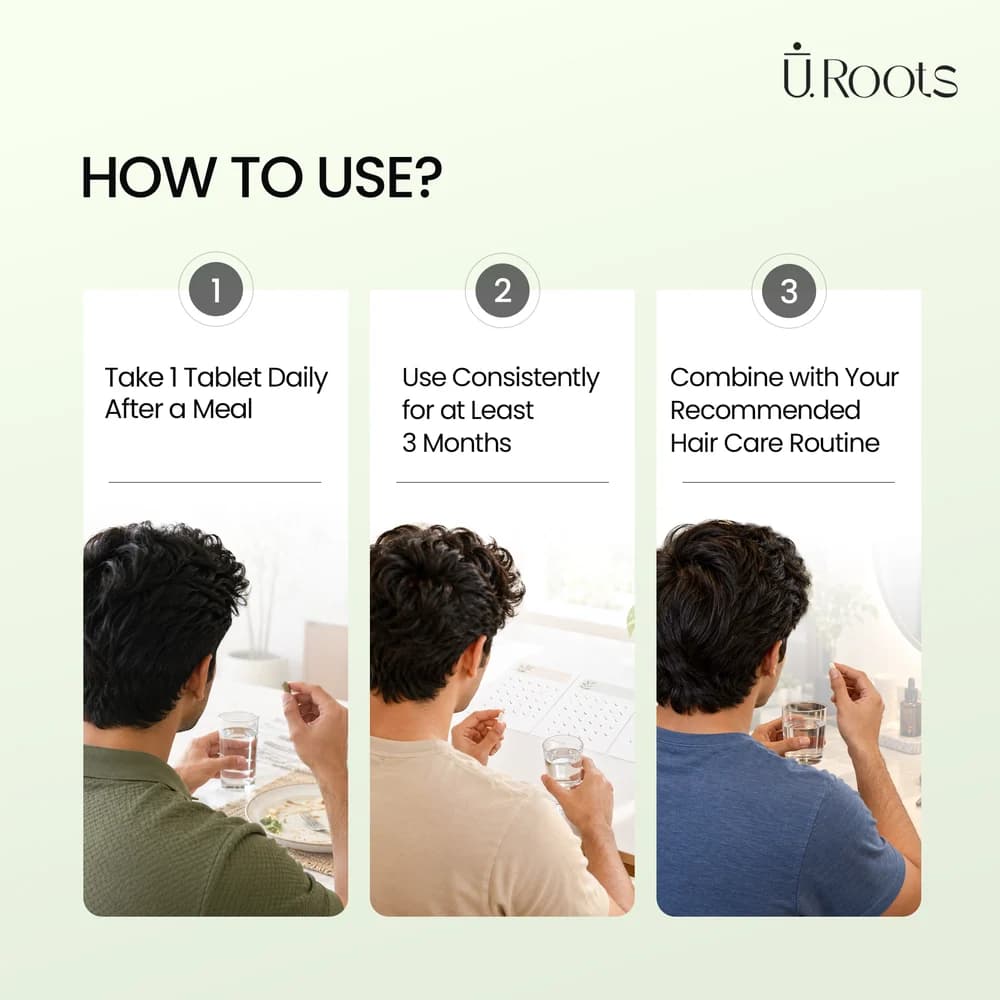 URoots Health Rise | Hair Growth Capsules | Ayurvedic Botanical Formula | 30 Pack | Men & Women