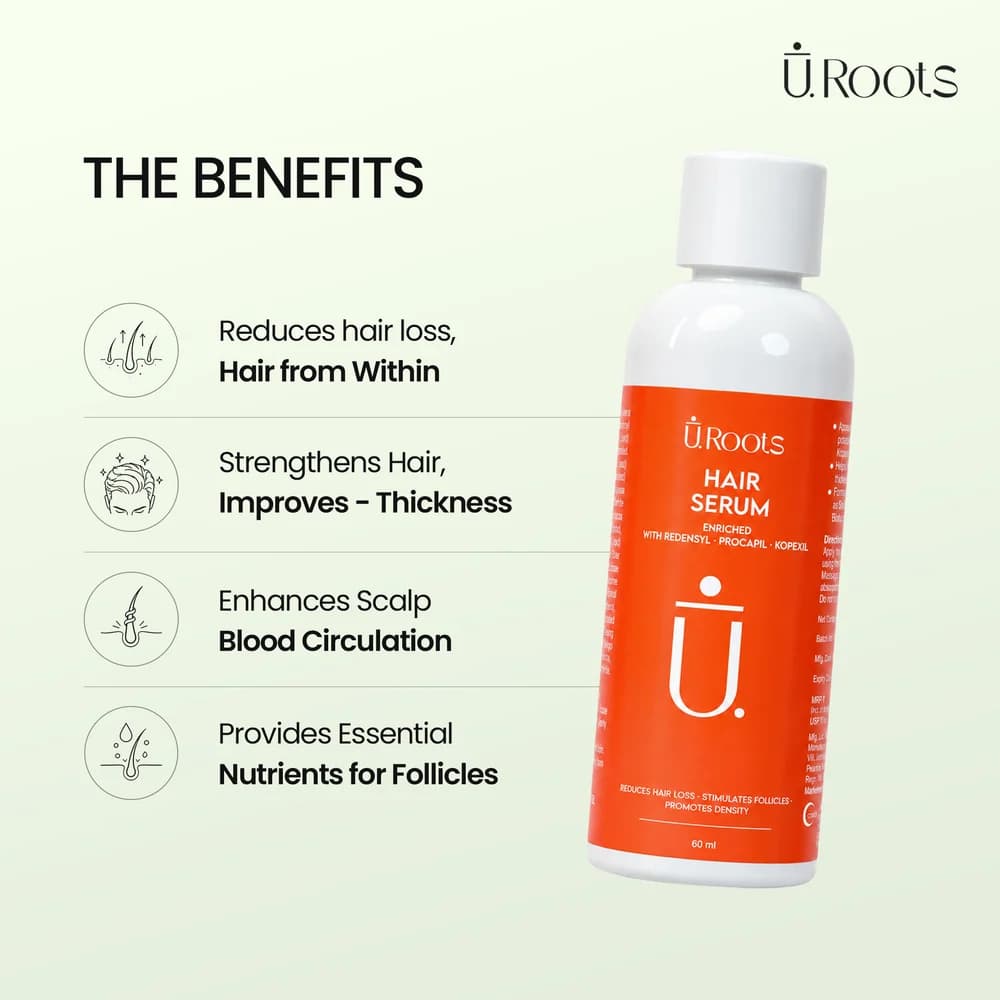 URoots Hair Growth Serum | 3% Redensyl + 3% Procapil | 60ml | Men & Women