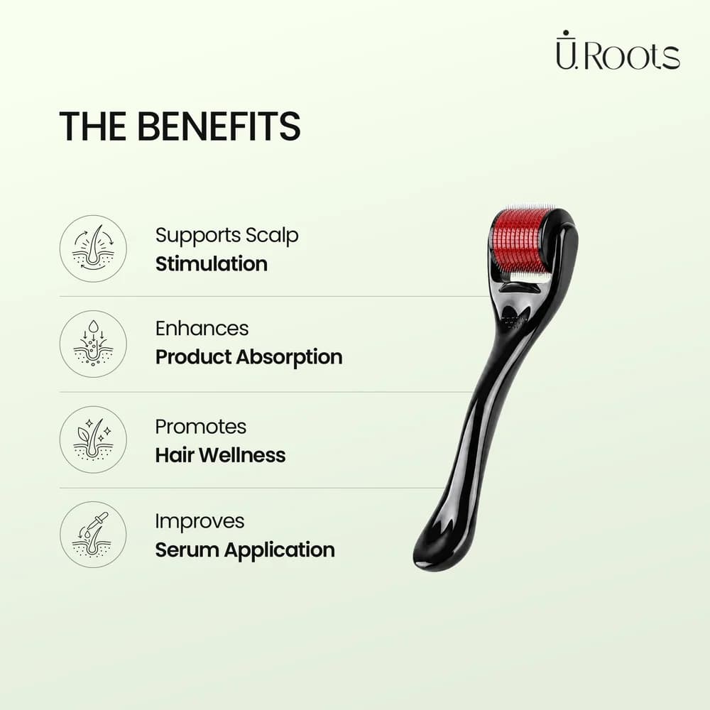 URoots Scalp Activation Roller | Dermaroller | 1.0mm Titanium Microneedles | For Men