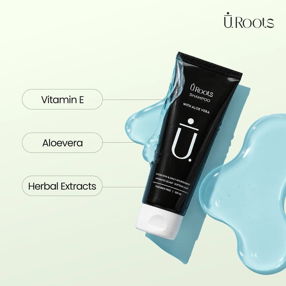 URoots Hair Loss Shampoo | Hydrating + Scalp Soothing | Sulphate & Paraben-Free | 100ml | Men & Women