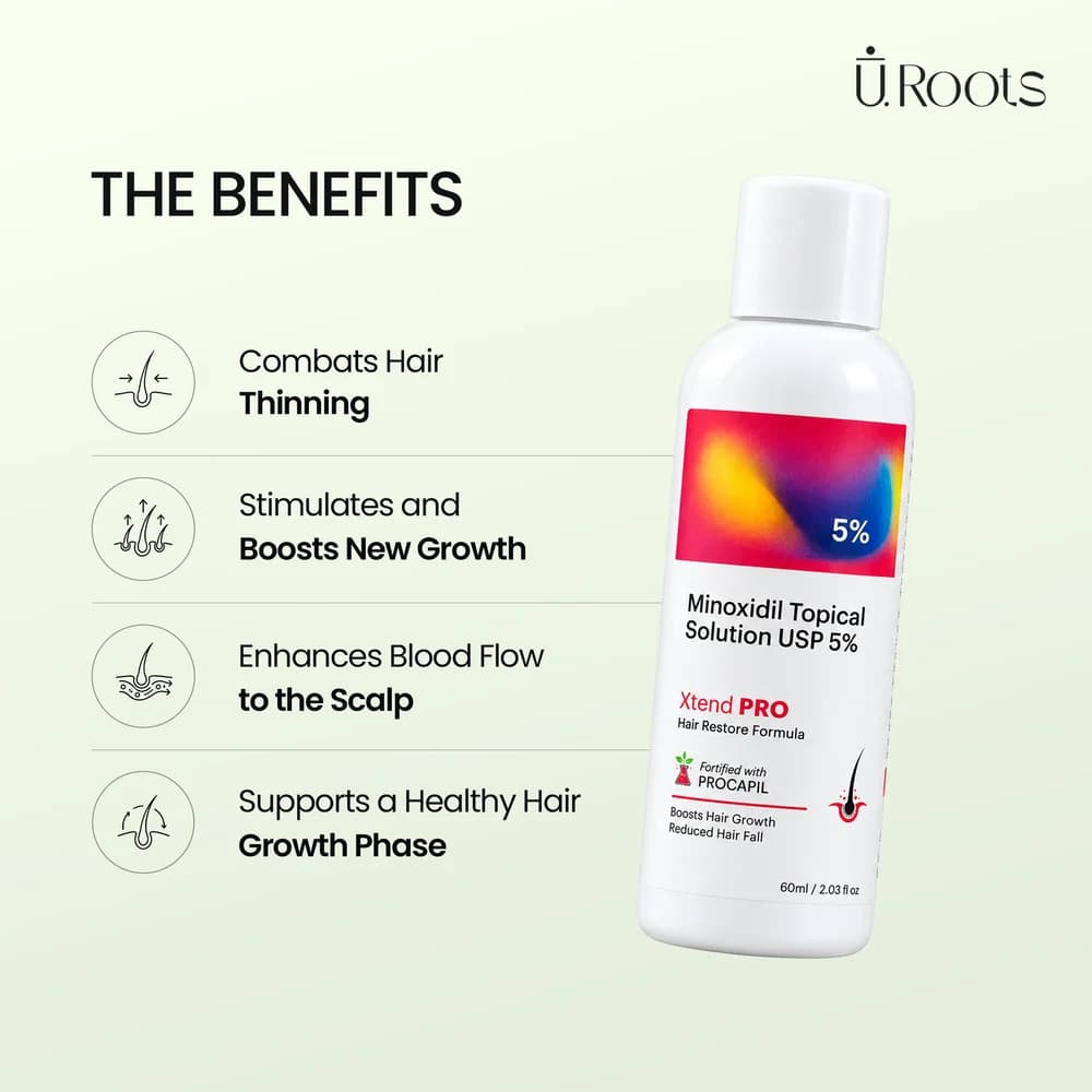 URoots Xtend PRO | Hair Regrowth Solution | Redensyl + Procapil | 60ml | For Men